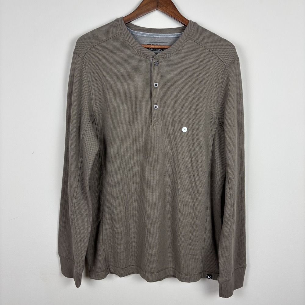 Eddie Bauer Thermal Henley Shirt Mens Medium‎ Green Bark Long Sleeve Hunting New